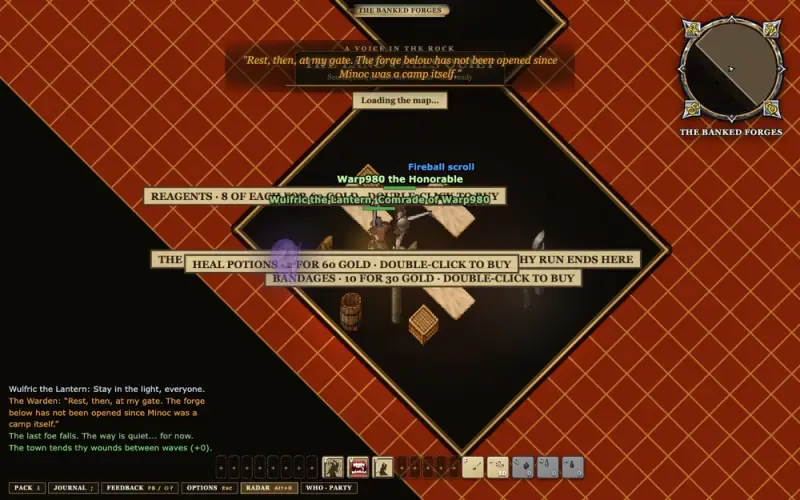 A banked-fire camp in the Warden's Deep