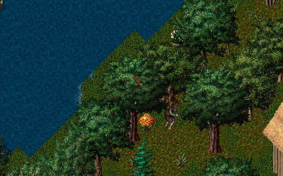 Taking a hatchet to the trees on Minoc's shore