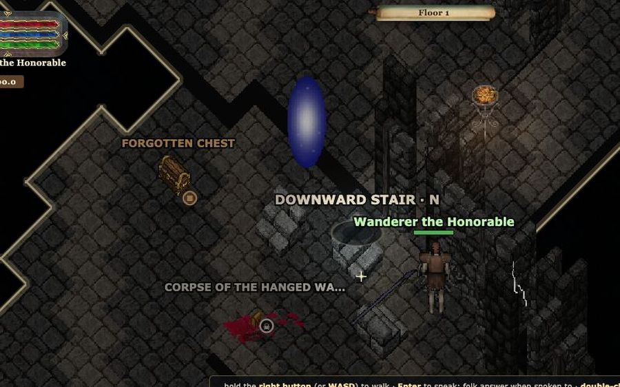 The blue moongate beside the stair down