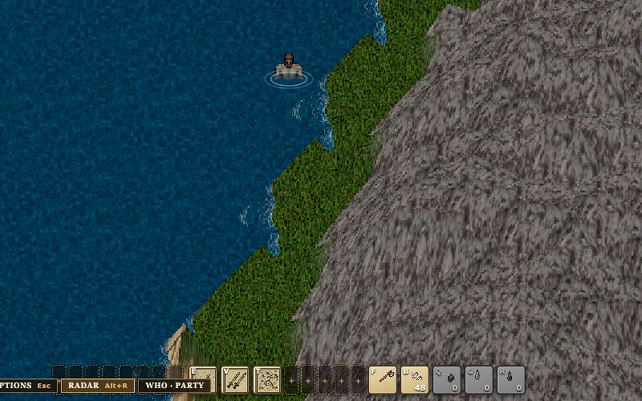 Chest-deep in the bay east of Minoc