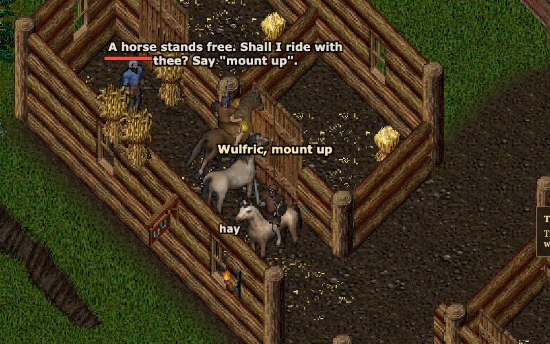 "Wulfric, mount up" at the Minoc stable yard
